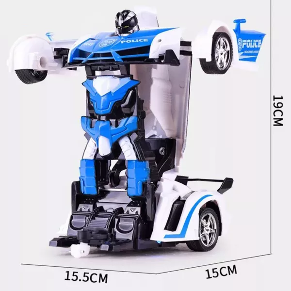 Masina Transformer Robot cu telecomanda Karemi, pentru copii, control rapid, rotire 360 grade, efecte sonore realiste, model politie