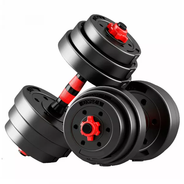 Set gantere si haltere, Karemi, rosu si negru, 30 kg