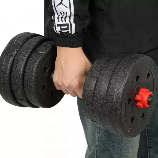 Set gantere si haltere, Karemi, rosu si negru, 30 kg
