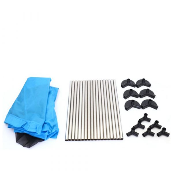 Tarc de joaca de copii multifunctional Karemi, plasa rezistenta, 50 bile, covor, albastru