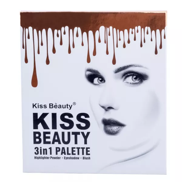 Trusa makeup Kiss Beauty, 6 x farduri, 2 x iluminator, 2 x blush, pensula cu 2 capete, 91005-1