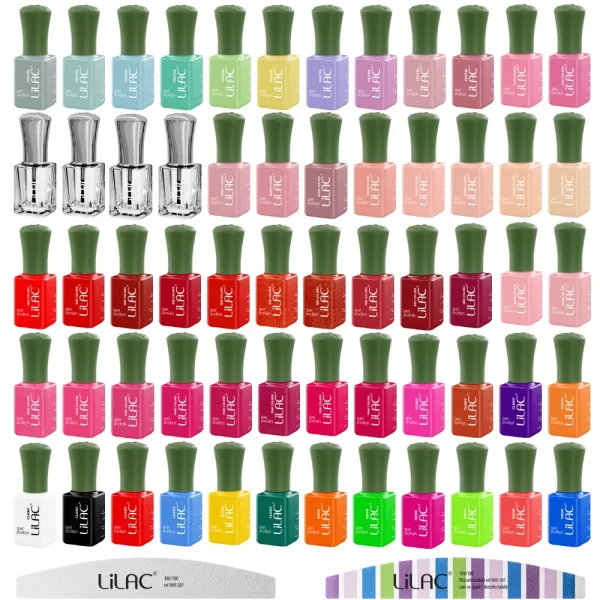 Kit oja semipermanenta 60 oje Lilac Hema Free, nail prep + ultrabond, kit unghii semipermanente