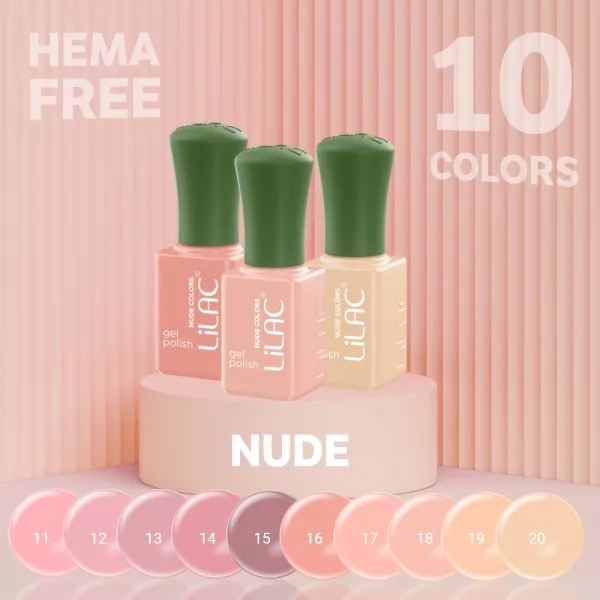 Kit oja semipermanenta 60 oje Lilac Hema Free, nail prep + ultrabond, kit unghii semipermanente