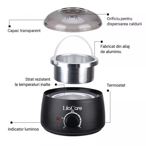 Kit epilare ceara granule cu aparat de epilat cu ceara, ulei dupa epilat, spatule ceara, incalzitor ceara Lila Care