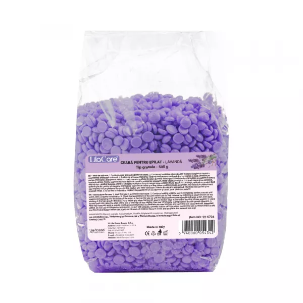 Kit epilare cu ceara granule lavanda 1 x 400 g, 1 x incalzitor ceara, 1 x ulei dupa epilare, 1 x set 10 spatule