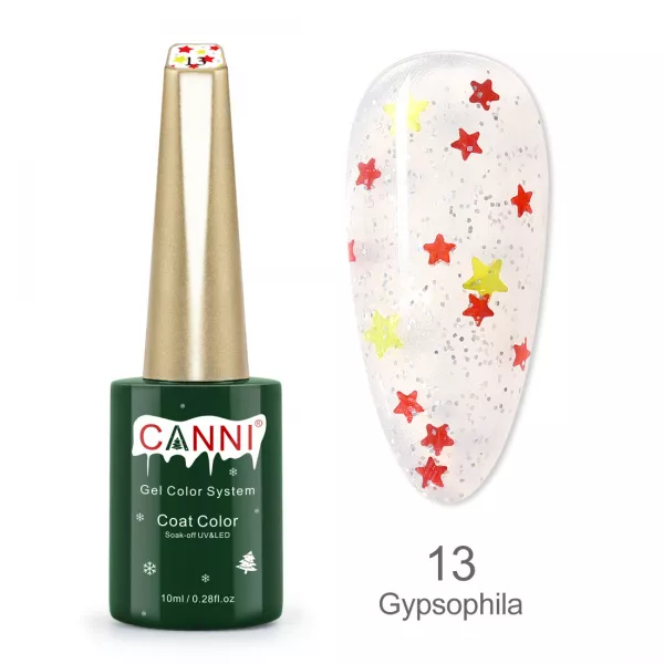 Kit oja semipermanenta Canni, colectie de Craciun, 17 culori, 1 gypsum gel, Catalog culori