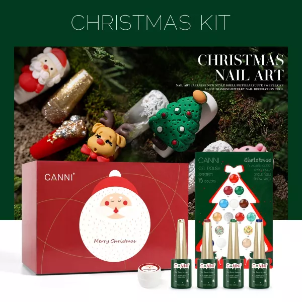 Kit oja semipermanenta Canni, colectie de Craciun, 17 culori, 1 gypsum gel, Catalog culori