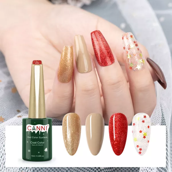 Kit oja semipermanenta Canni, colectie de Craciun, 17 culori, 1 gypsum gel, Catalog culori