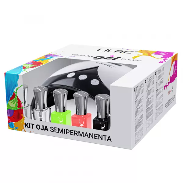 Kit oja semipermanenta Lilac Start Neon Colors, 6 oje, lampa 36 W si pila unghii