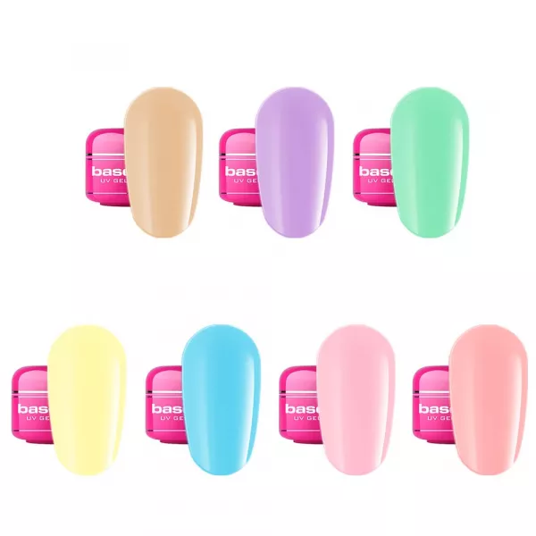 Kit unghii gel color base one, set unghii cu gel de constructie, lampa led unghii, soak off remover, nail art, PASTEL