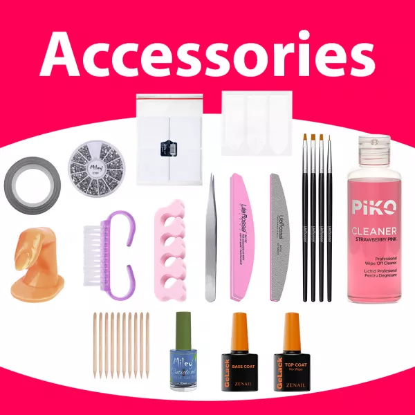 Kit unghii gel Perfect Nails 2, gel de constructie NailSchool, cu lampa LED Sunone+geluri color, nail art