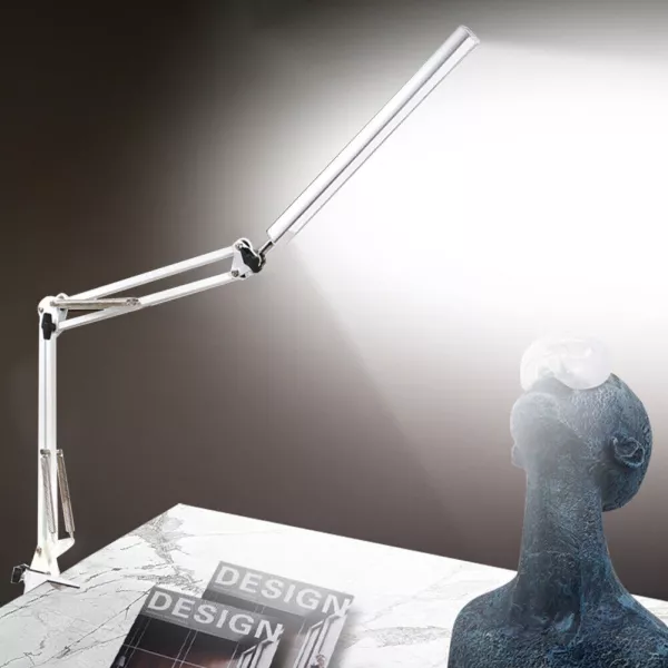 Lampa profesionala LED pentru masa, ajustabila, cu suport de prindere, alb