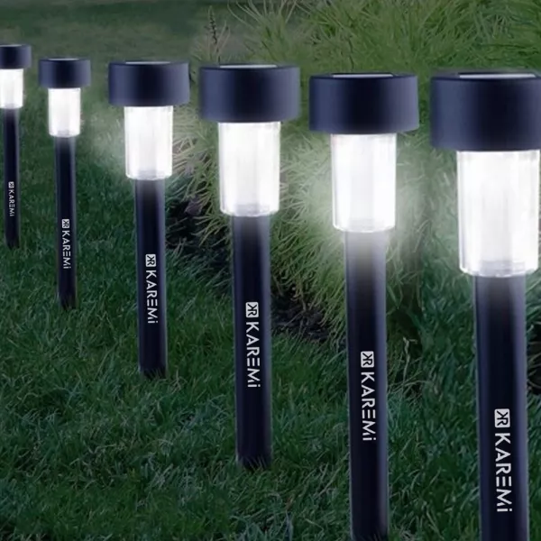 Lampa solara de gradina, Karemi, plastic, tip tarus, lumina alba