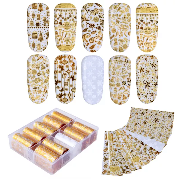 Set folii de transfer Lila Rossa, Gold Christmas Collection, 10 buc