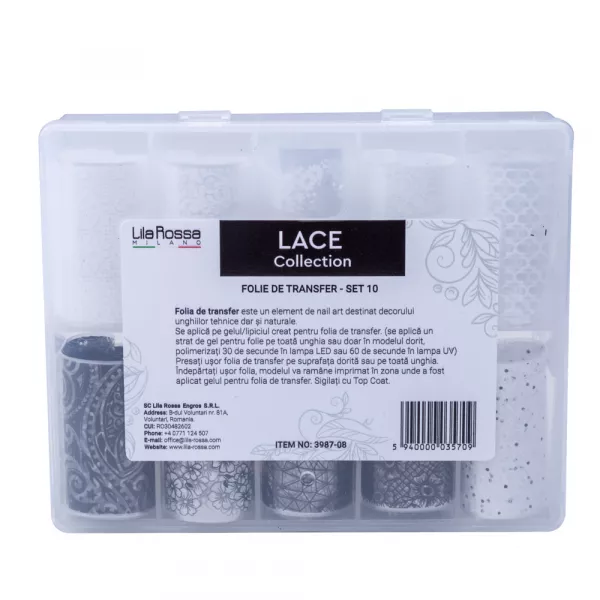 Set folii de transfer Lila Rossa, Lace Collection, 10 buc