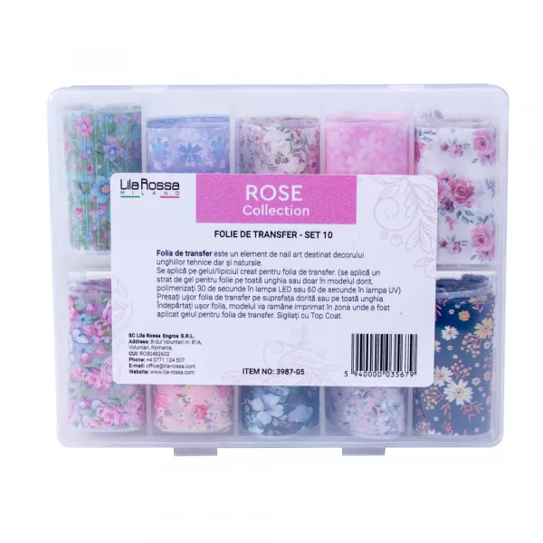Set folii de transfer Lila Rossa, Rose Collection, 10 buc