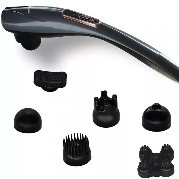 Aparat de masaj Lila Care, pentru spate, umeri, picioare, maini, gat, abdomen, cu 6 capete detasabile, 24 W, gri