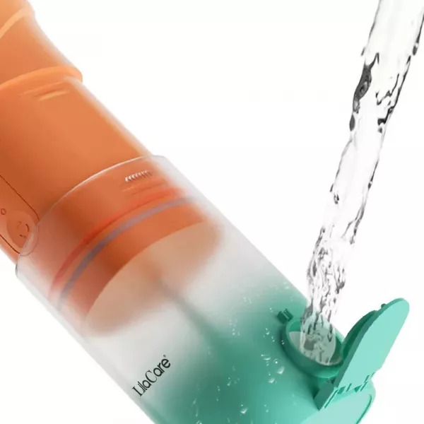 Irigator bucal profesional, dus bucal, Lila Care, Ultra-Portabil, 4 Capete Curatare, rezervor 200 ml, orange