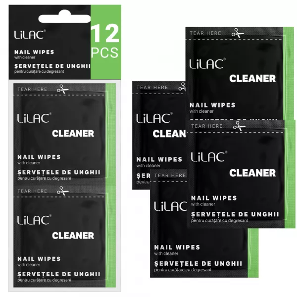 Servetele unghii cu degresant, Lilac, 12 bucati