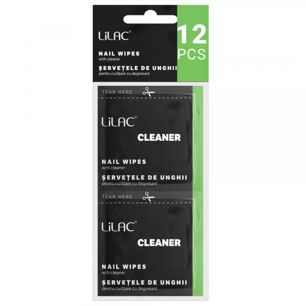 Servetele unghii cu degresant, Lilac, 12 bucati