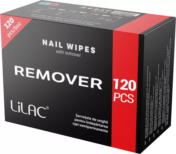 Servetele unghii cu soak off remover, Lilac, 120 bucati