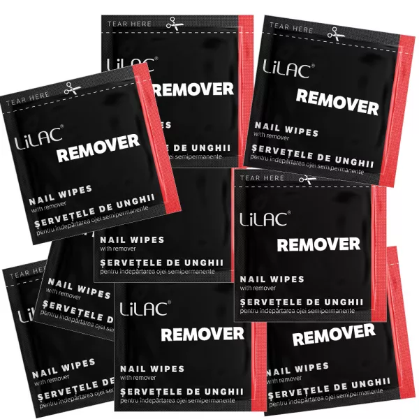 Servetele unghii cu soak off remover, Lilac, 12 bucati