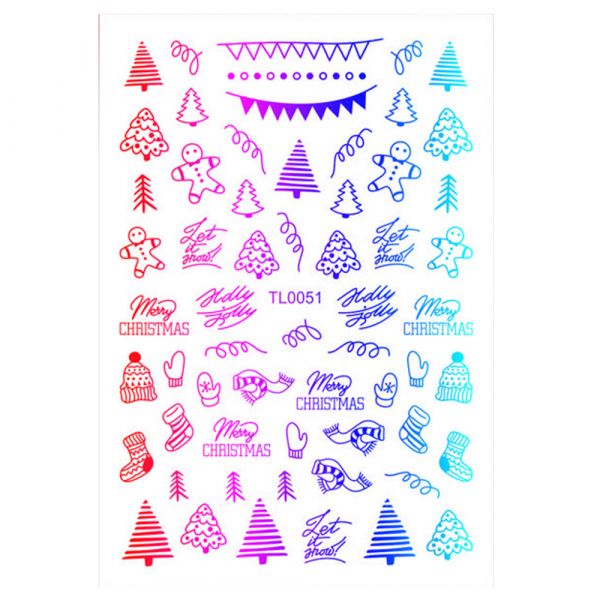 Sticker nail art Lila Rossa, pentru Craciun, Revelion si iarna, 14.5 x 9.1 cm, tl0051