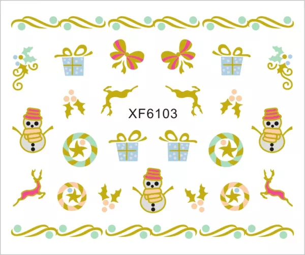 Sticker nail art Lila Rossa, pentru Craciun, Revelion si iarna, 7.2 x 10.5 cm, xf6103