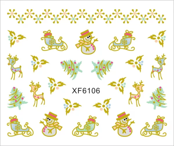 Sticker nail art Lila Rossa, pentru Craciun, Revelion si iarna, 7.2 x 10.5 cm, xf6106