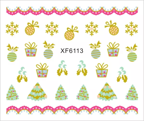 Sticker nail art Lila Rossa, pentru Craciun, Revelion si iarna, 7.2 x 10.5 cm, xf6113