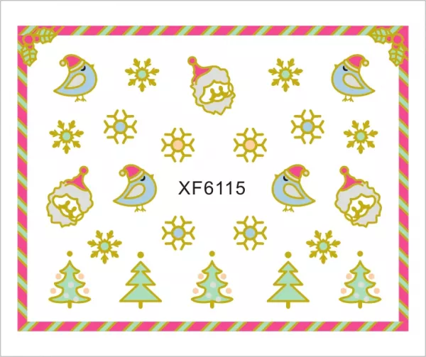 Sticker nail art Lila Rossa, pentru Craciun, Revelion si iarna, 7.2 x 10.5 cm, xf6115