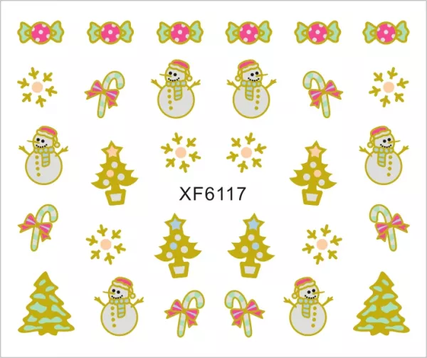 Sticker nail art Lila Rossa, pentru Craciun, Revelion si iarna, 7.2 x 10.5 cm, xf6117