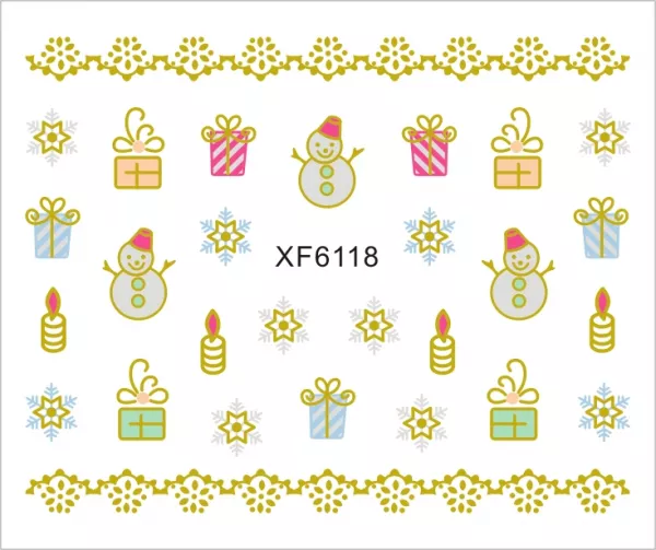 Sticker nail art Lila Rossa, pentru Craciun, Revelion si iarna, 7.2 x 10.5 cm, xf6118