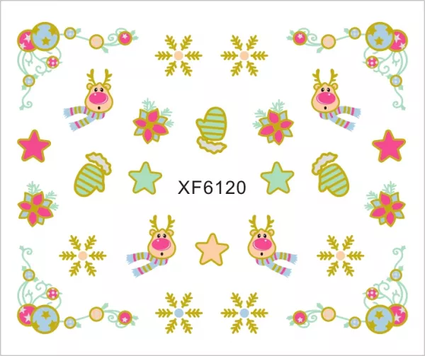 Sticker nail art Lila Rossa, pentru Craciun, Revelion si iarna, 7.2 x 10.5 cm, xf6120