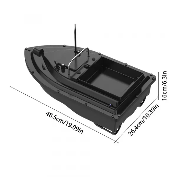 Barca pentru plantat momeala cu telecomanda Loomax, 1 cuva, raza maxima 500 m, cu GPS, neagra, capacitate 2 Kg