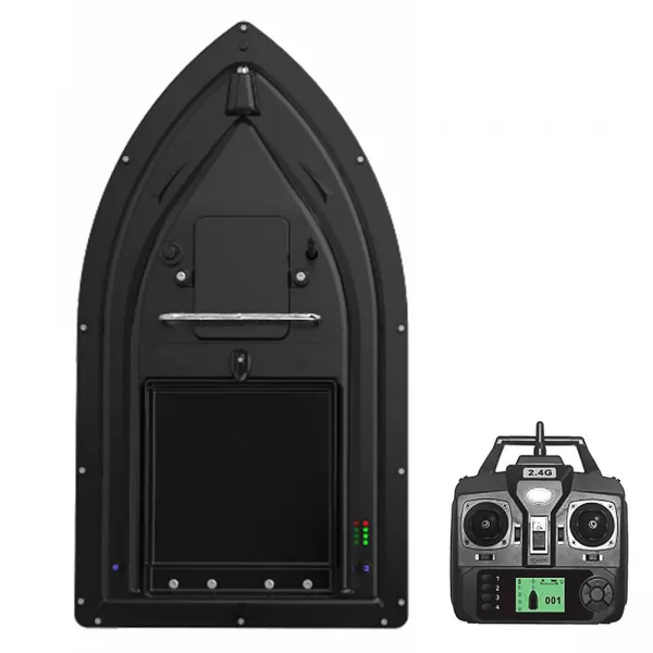 Barca pentru plantat momeala cu telecomanda Loomax, 1 cuva, raza maxima 500 m, cu GPS, neagra, capacitate 2 Kg