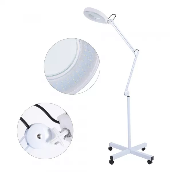 Lampa cosmetica mobila, cu lupa, roti si led-uri, 5 dioptrii, putere 15 W, o-lc-06