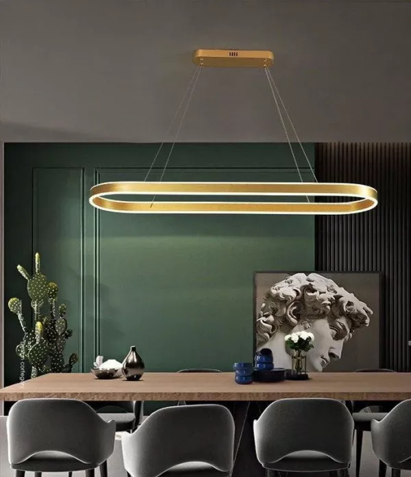 LUSTRA LED AURIU CU TELECOMANDA LUMINA RECE/CALDA/NEUTRA SI INTENSITATE REGLABILA