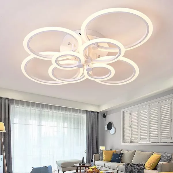 Lustra LED cu telecomanda, 160 W, alba, intensitate reglabila, lumina rece, calda, neutra, 1x8