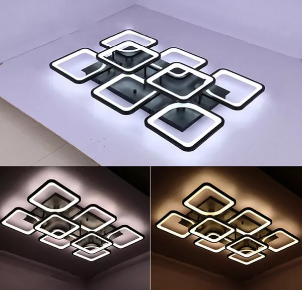 Lustra LED cu telecomanda, 120 W, intensitate reglabila, lumina calda, neutra, rece