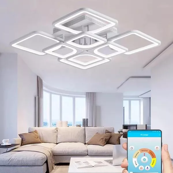 Lustra LED cu telecomanda, 240 W, alba, intensitate reglabila, lumina rece, calda, neutra