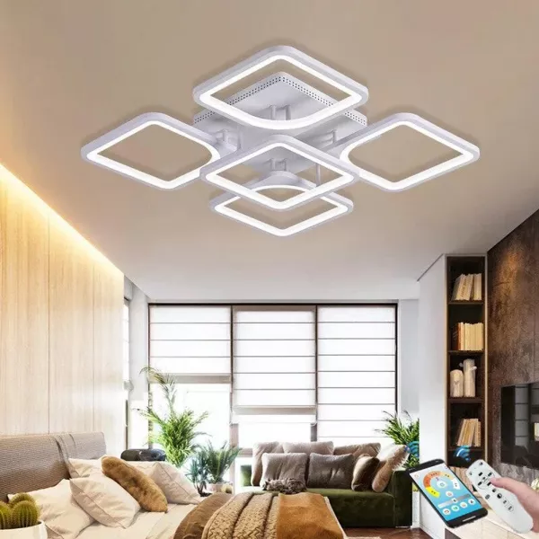 Lustra LED cu telecomanda, 120 W, alba, intensitate reglabila, lumina rece, calda, neutra