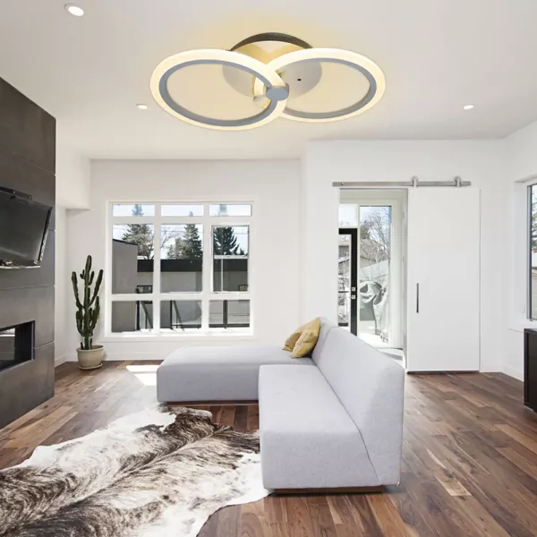 Lustra LED cu telecomanda, intensitate reglabila, 35 W, alba, lumina rece, calda, neutra