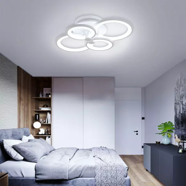 Lustra LED cu telecomanda, alba, 72 W, lumina rece, calda, neutra