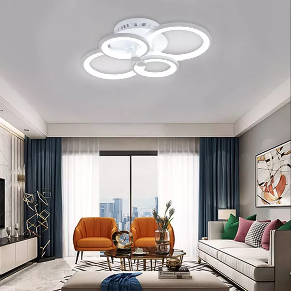 Lustra LED cu telecomanda, alba, 72 W, lumina rece, calda, neutra