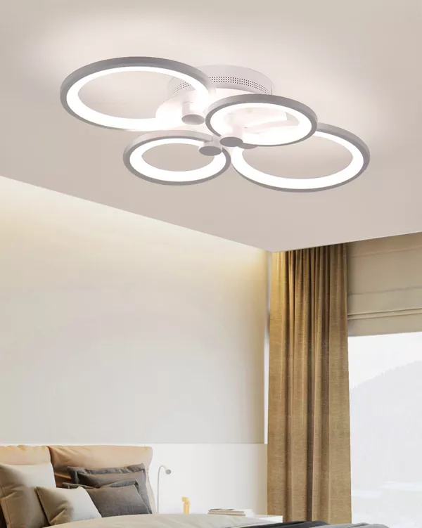 Lustra LED cu telecomanda, alba, 72 W, lumina rece, calda, neutra