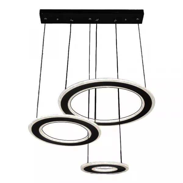 Lustra LED cu telecomanda, reglare intensitate, 72 W, neagra, lumina calda, neutra, rece