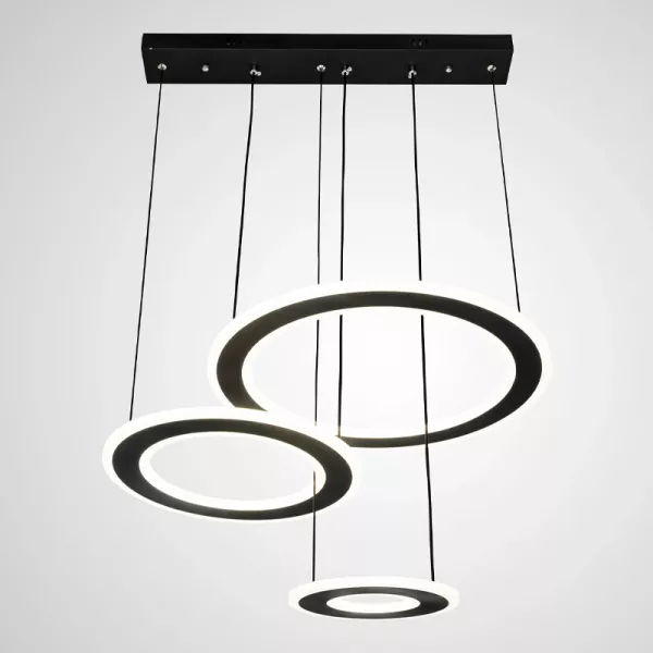 Lustra LED cu telecomanda, reglare intensitate, 72 W, neagra, lumina calda, neutra, rece