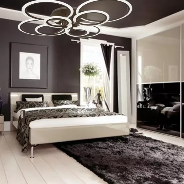 Lustra LED cu telecomanda, 160 W, maro, intensitate reglabila, lumina rece, calda, neutra, 1x8