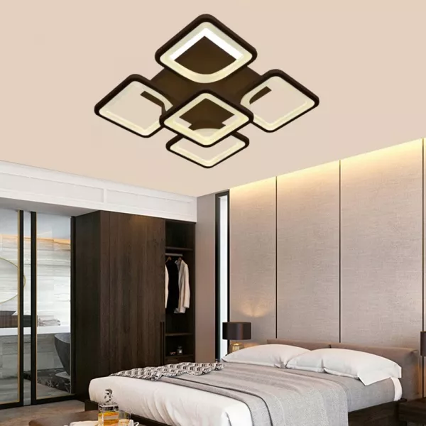 Lustra LED cu telecomanda, 120 W, maro, intensitate reglabila, lumina rece, calda, neutra